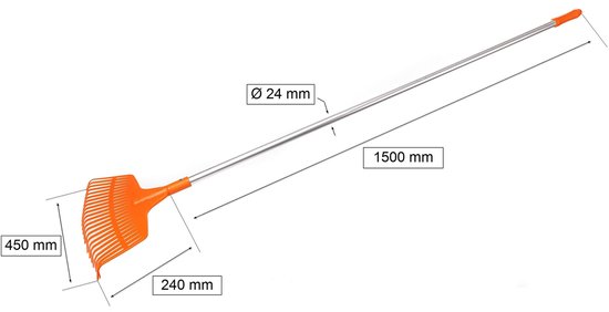 KOTARBAU® Bladhark, Tuinhark van Kunststof, 23 Tanden, Oranje- met Aluminium Steel, Gazonhark, Waaierbezem, Lichtgewicht Hark, Stevige Hark, van Merkloos	 — afbeelding 2