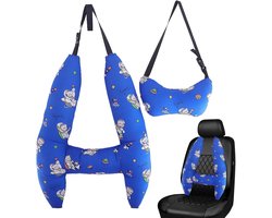Travel Pillow for Kids in Car, H Shape Car Seat Belt, Travel Pillow for Car, Travel Neck Support, Travel Pillow Set, Neck Pillow for Sleep Travel, Long Travel Pillow