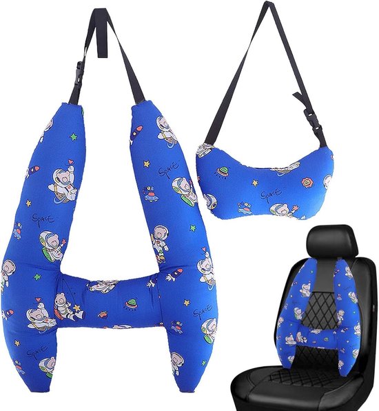 Oreiller de voyage pour enfants en voiture, ceinture de siège auto en forme de H, oreiller de voyage pour voiture, soutien du cou de voyage, ensemble d'oreillers de voyage, oreiller de cou pour sommeil de voyage, oreiller de voyage long