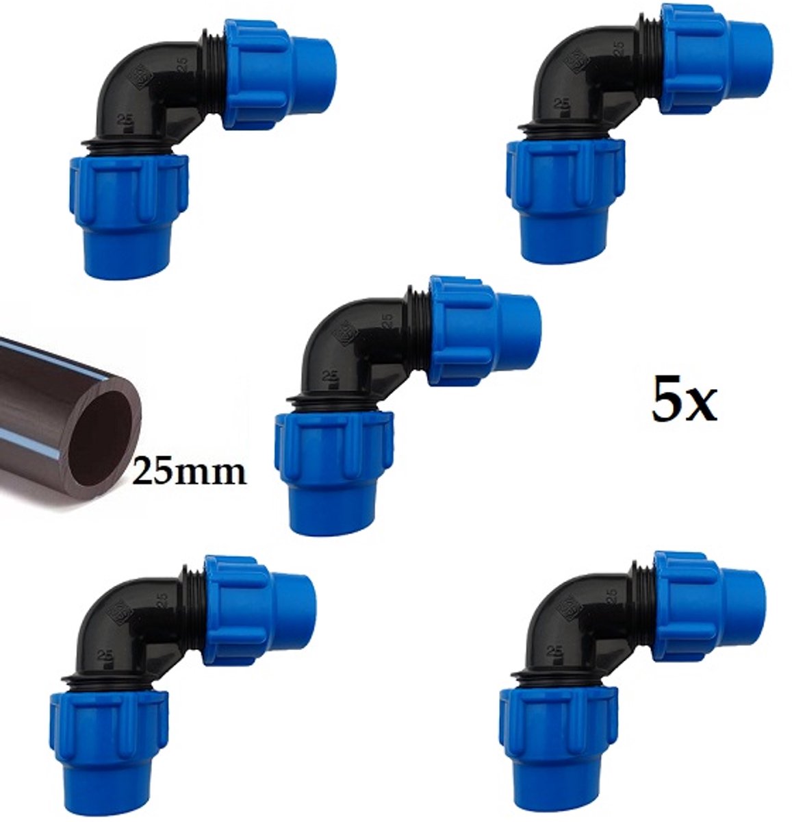 Tyleen - bocht - 25mm - koppeling - montage - buis - 25mm - koppelstuk - tuin - kas - irrigatie - tuin