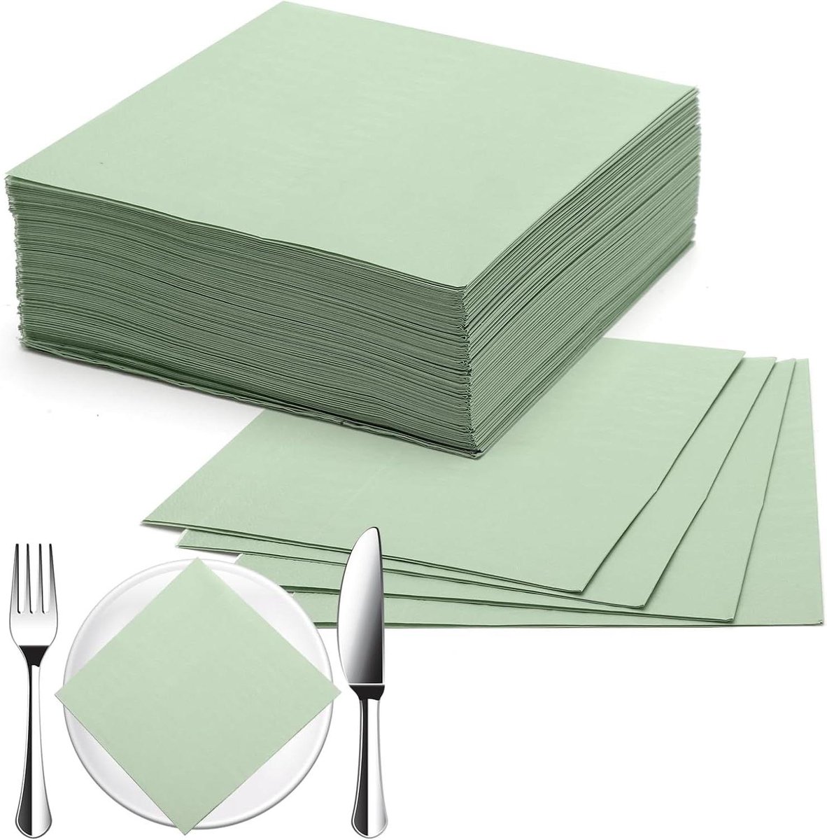 100 Servetten 33x33 cm - Saliegroen - Eucalyptusgroen - Voor Bruiloft, Diner, Verjaardag