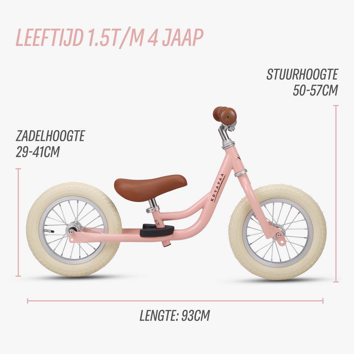 Køvapää Trike - 2 in 1 Loopfiets - 1.5 t/m 4 jaar - Met Naamsticker - 12 inch – Loopfiets - Roze — afbeelding 6