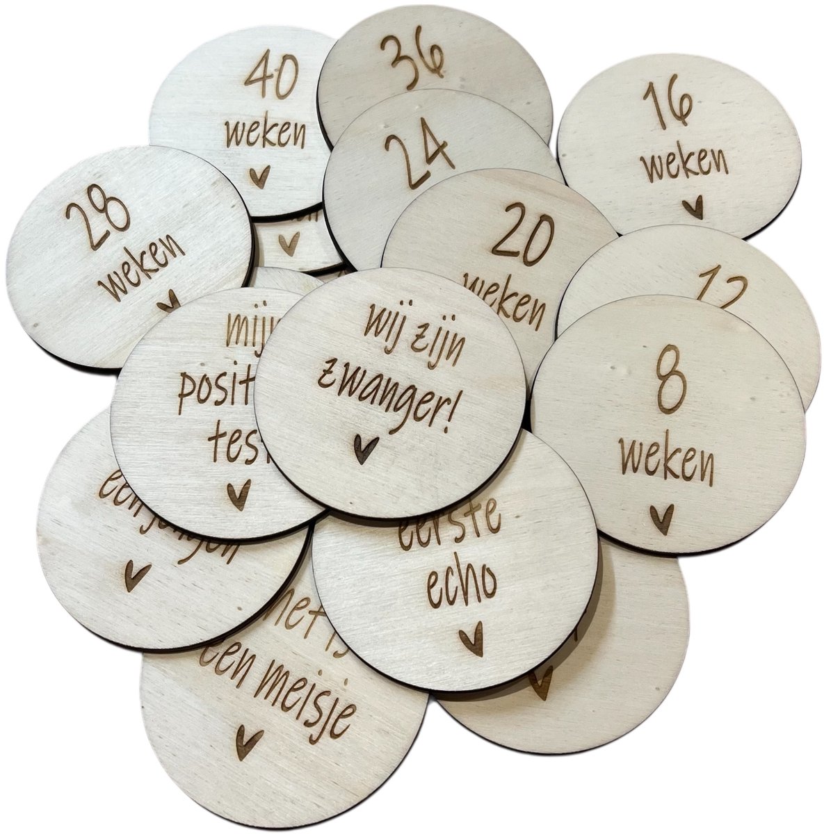 Mijlpaalkaarten zwangerschap - Houten Mijlpaalkaarten Baby - 18 mijlpalen - Nude Baby Accessoire - Kraam Cadeau - Baby Pakket Milestone - Mijlpaalschijf Baby - Zwangerschap