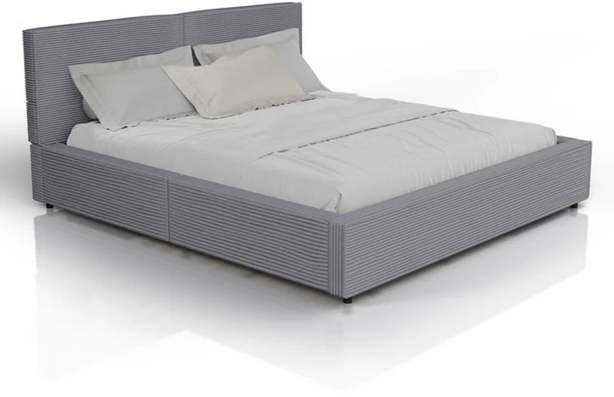 Gestoffeerd Bed Salerno - Corduroy - 180x200cm - Grijs