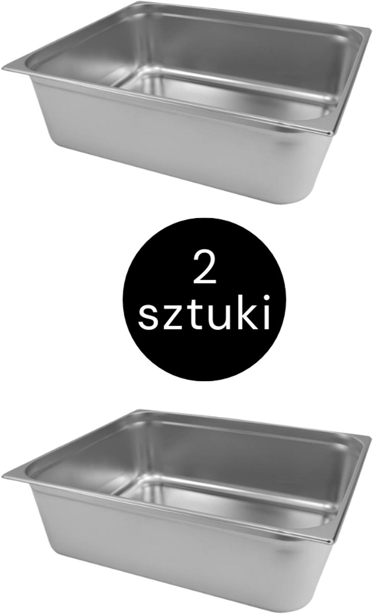 MEGA-M Gastronorm - GN 2/1 Set van 2 stuks - 650x530x200 mm - Roestvrij Staal