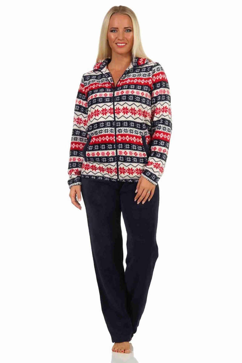 Normann Prachtig huiskleding van koraalvlies in een winterse uitvoering homewear loungewear rot