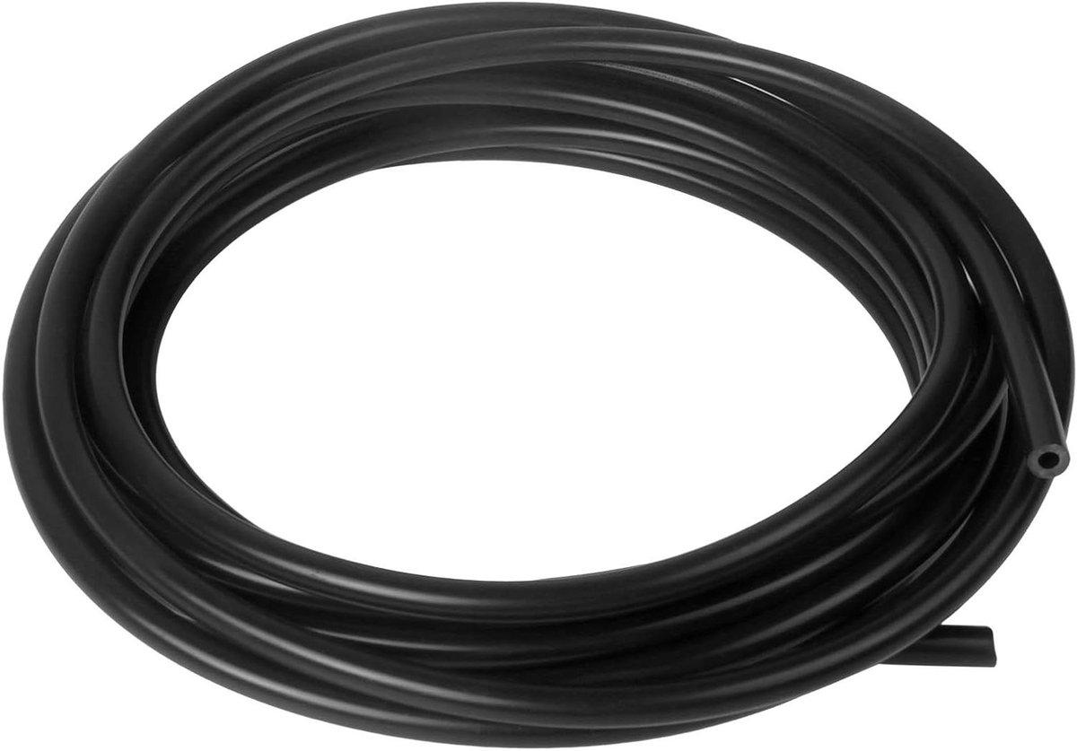 MK Stoer -Siliconen slang - auto - onderdrukslang - zwart - 4 mm binnendiameter - 5 meter - lucht - pompen - turbines - vacuümarmaturen - inlaat- en uitlaatarmaturen - geschikt voor auto - ID 4 mm - AD 8 mm.