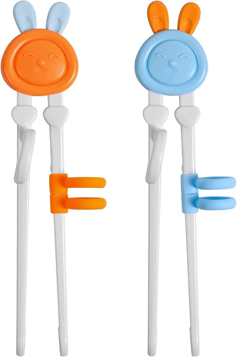 Eetstokjes voor Kinderen met Schattig Cartoon-Design, 2 Stuks, Konijntje, Beginnershulp