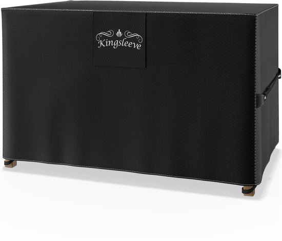 Zwarte, rechthoekige Kingsleeve beschermhoes met wit stiksel en logo.