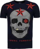 Rough Player Skull - Rhinestone T-shirt - Navy