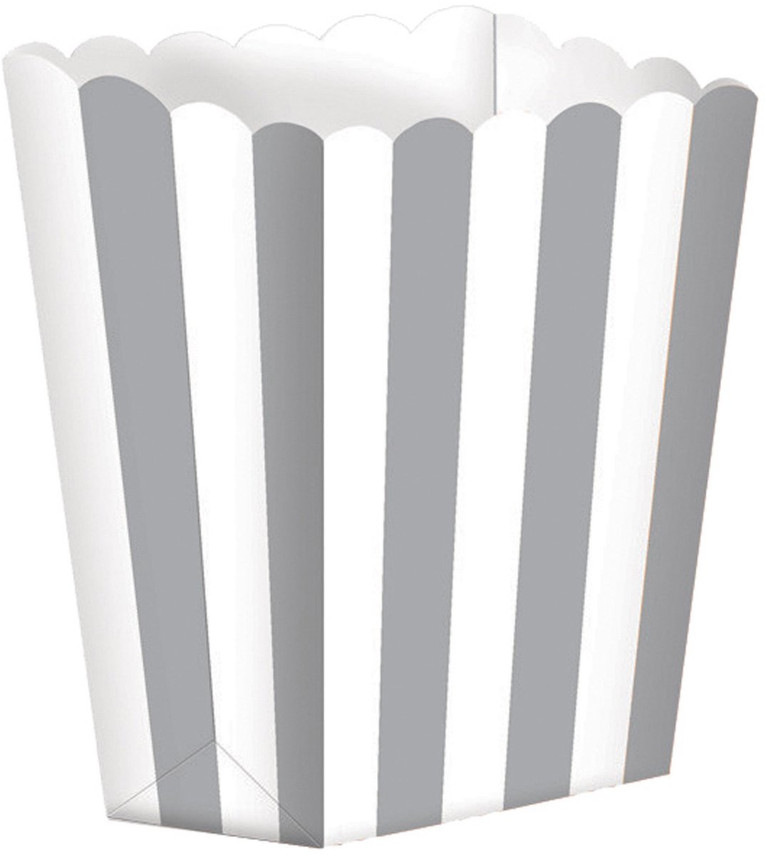 RIETHMULLER - 5 zilver-wit gestreepte popcornbakjes van karton 9 x 13 cm voor filmavond