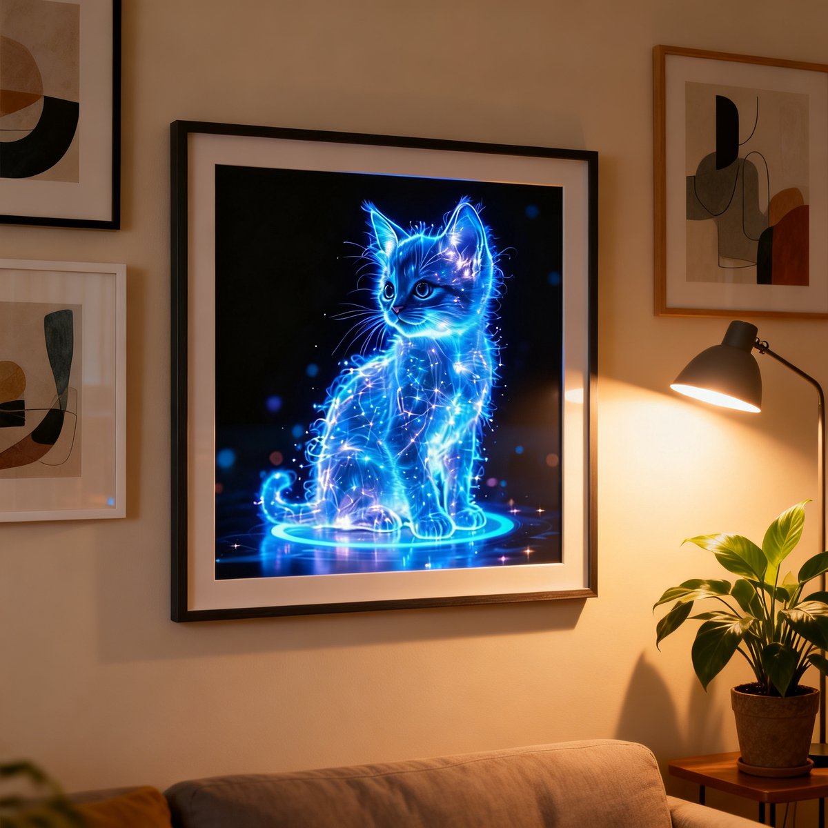 BOTC Diamond Painting Volwassenen - Diamond Painting Kinderen - Diamond Painting Pakket Volledig - Lichtgevende kat - 30x40CM — afbeelding 3