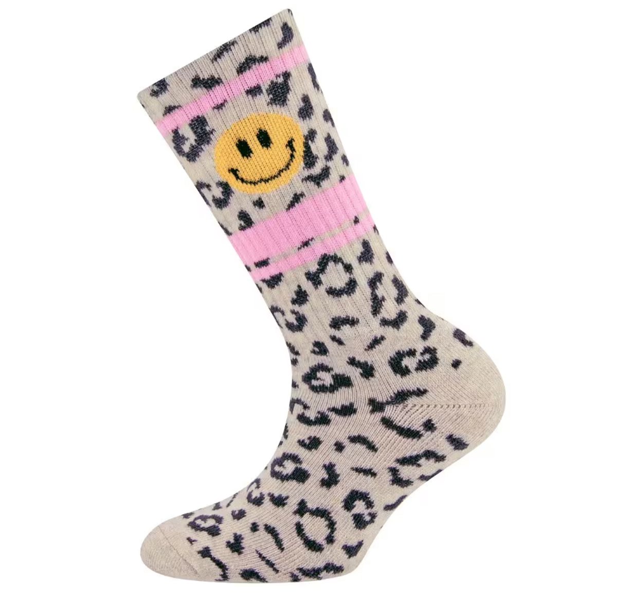 Ewers -Tennissokken -Panterprint met smiley - Sokken - Dames - Maat 36-38