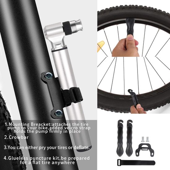 Mini Hand Bike Pomp 300PSI Draagbare Fietsbandenpomp voor Presta en Schrader Ventielen — afbeelding 4