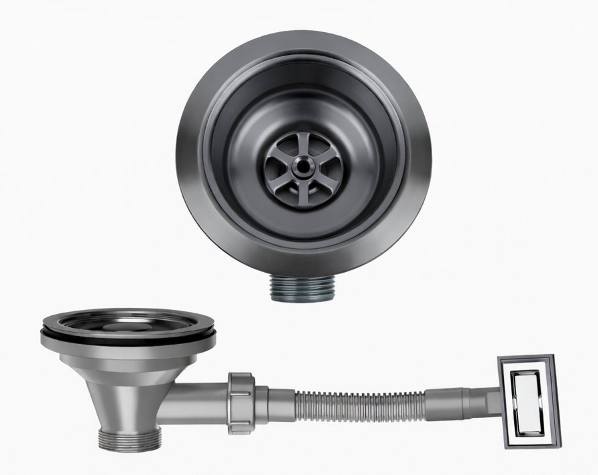 Waterval Korfplugset met Overloop 114 mm – RVS 304 – Complete Set – G1 ½" – Gunmetal Grey