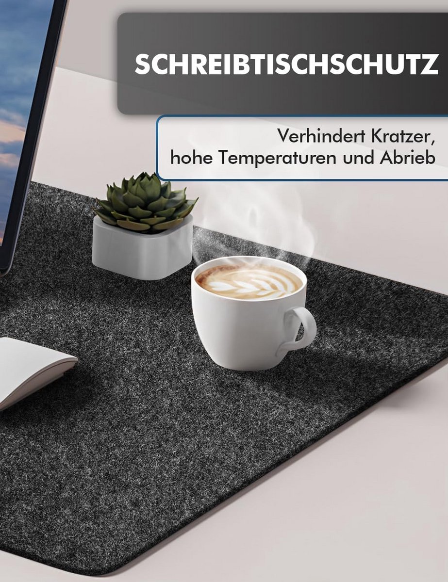 Bureauonderlegger van Vilt - Antislip Bureaumat voor Thuiswerkplek - 150 x 40 cm — cadeau in Wonen & Interieur - foto 4