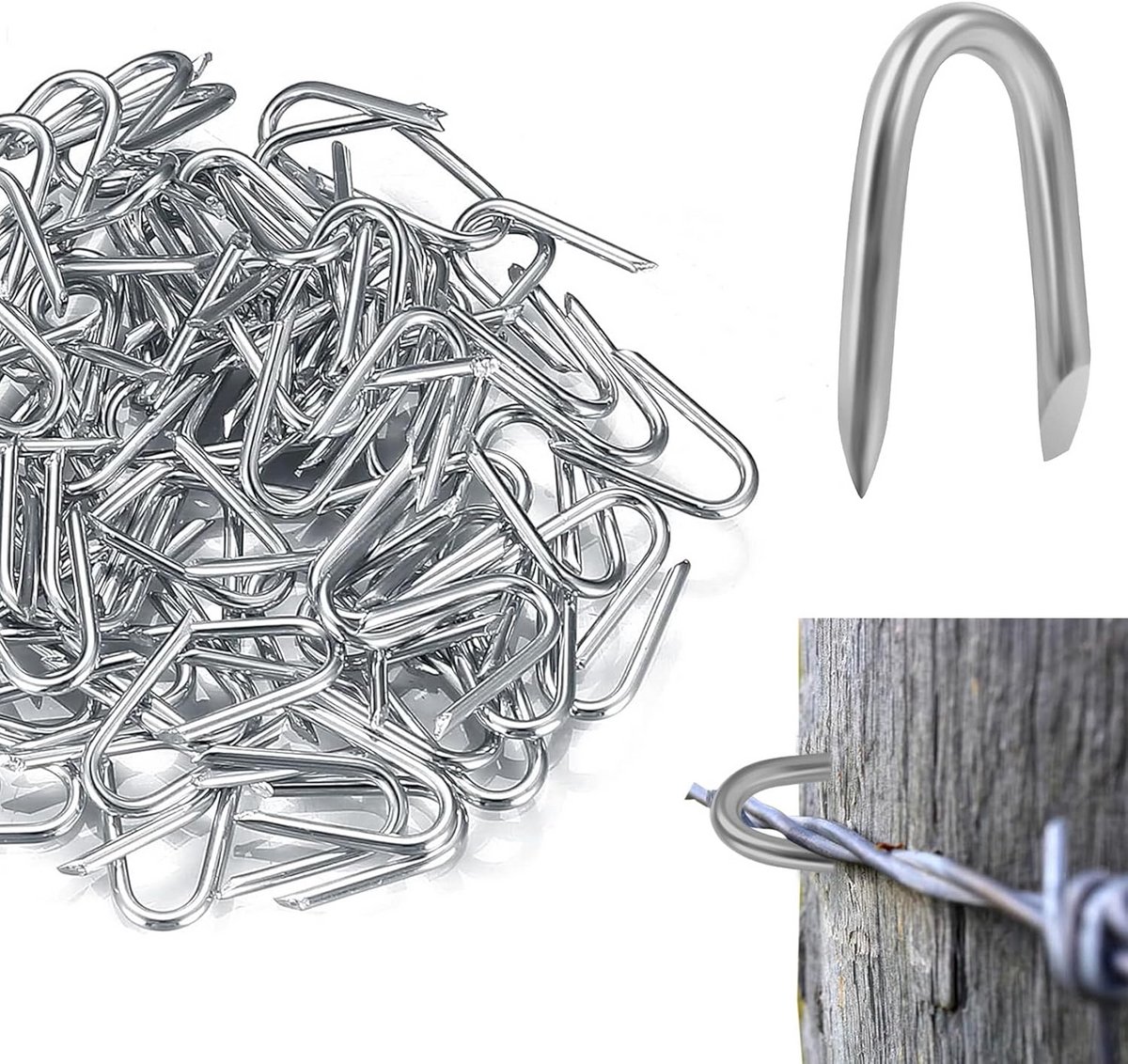 100 Stuks U-krampen voor Hekwerk en Kransen - U-nagels en Krampspijkers voor Netten en Draaddraad