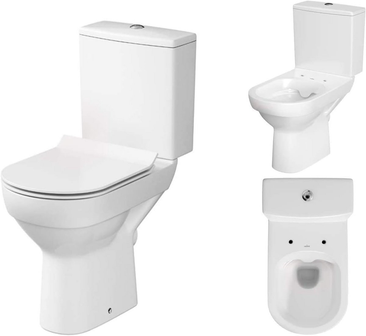 Keramisch Staand Toilet Zonder Spoelrand - Compleet Design Set met Softclose Wc-bril en Spoelbak