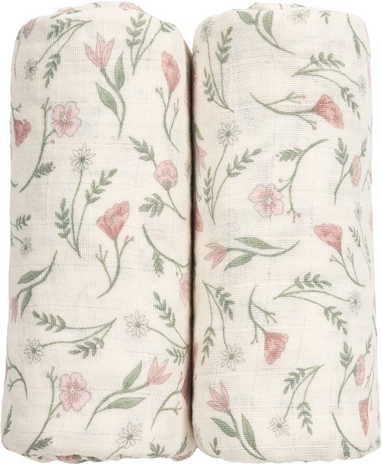 Meyco Baby Flower Swaddle - 2-pack - Pre-washed Hydrofiel - Multicolour - 120x120cm — afbeelding 5