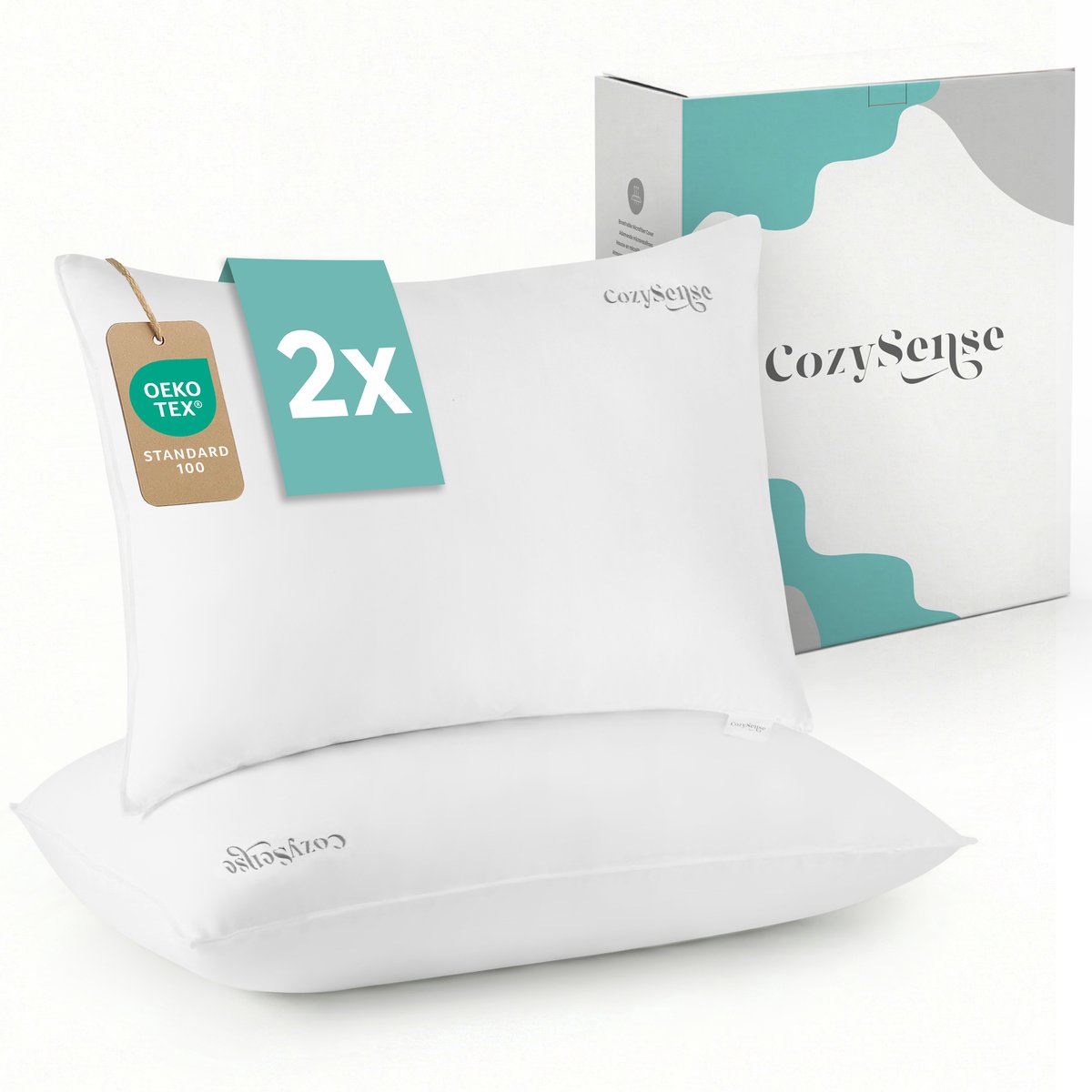 CozySense® Hoofdkussen - Set van 2 - 50x70 CM - Ademend Slaapkussen met Zachte Microvezel Hoes - Hotel Kussen - Pillow - Voor Zij-, Buik- en Rugslapers