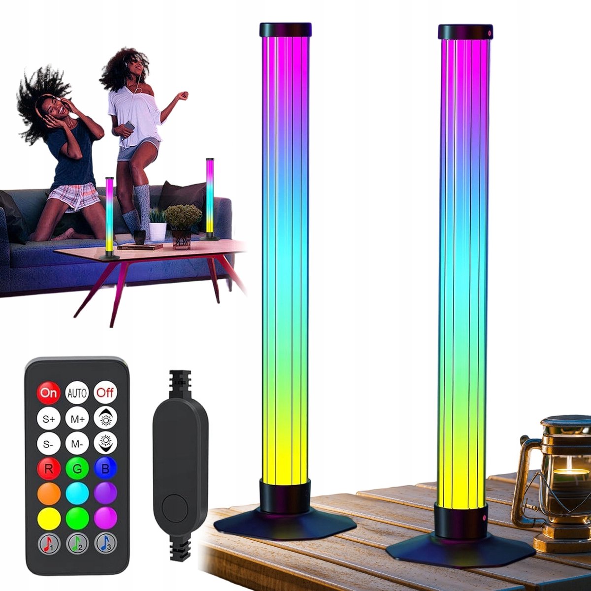 2x LED Strip - 43cm - RGB+IC Sfeerverlichting - 360° Panoramische Verlichting - Zwart - Ondersteunt maatwerk - Met Muzieksync & Afstandsbediening - Sfeerverlichting voor slaapkamer/gamingruimte