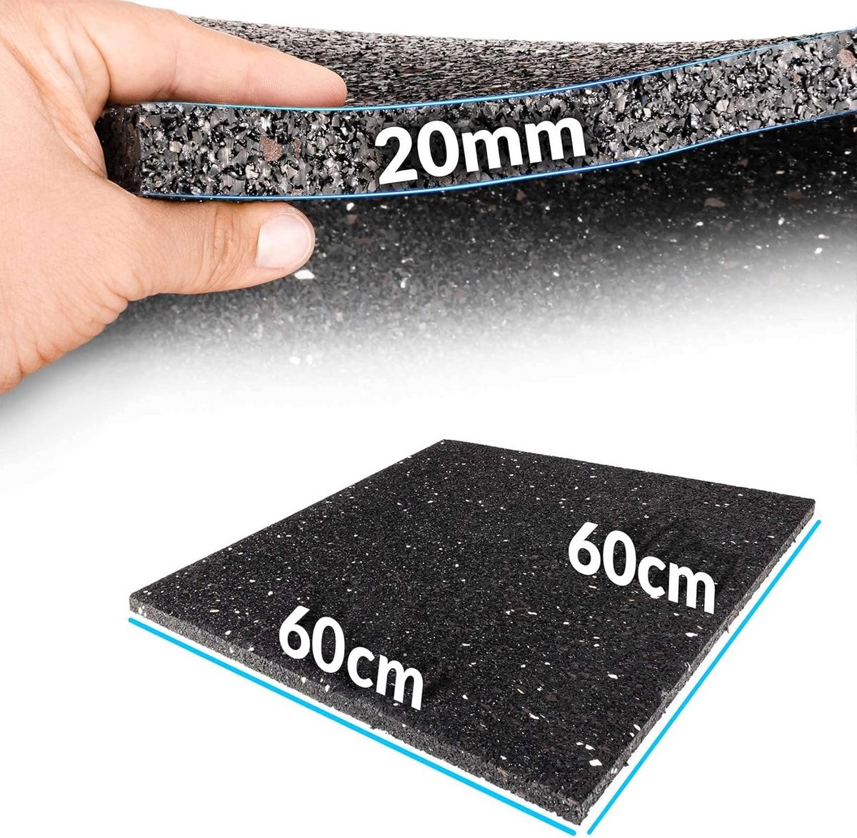 Anti-trillingsmat en Bouwbeschermingsmat - Rubber, Antislip en Duurzaam - 60 x 60 cm
