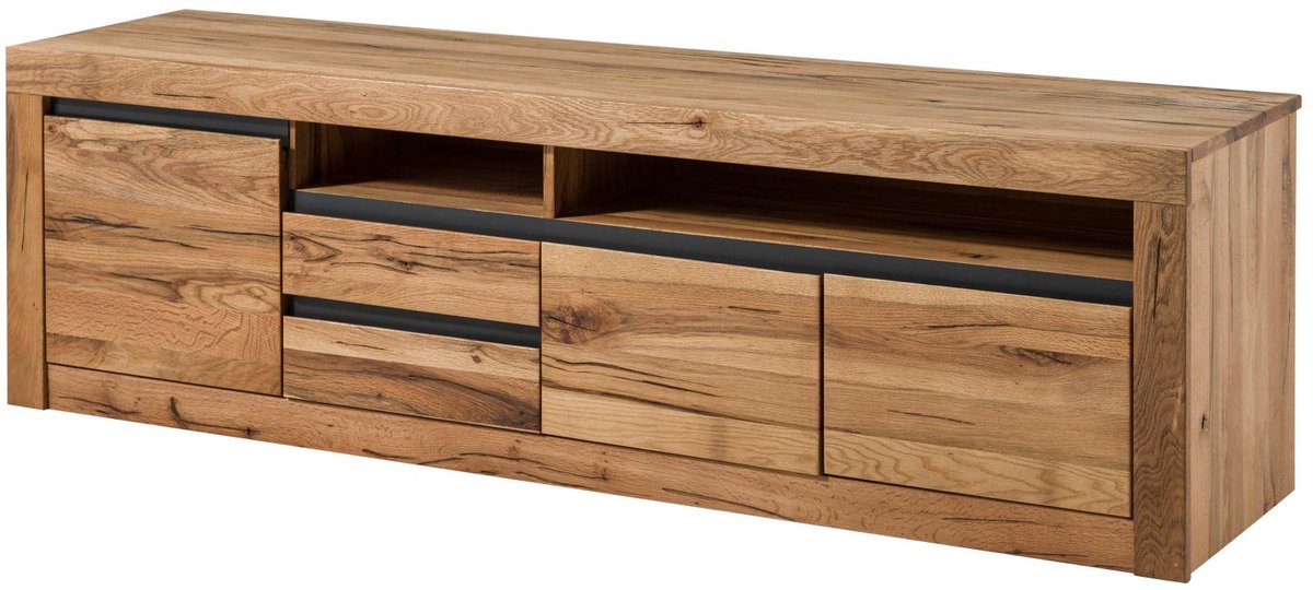 MASSIVMOEBEL24 .DE wilde eik / moseik TV-meubel blank massief hout 185x45x55 cm (BxTxH) geolied volledig massief gemonteerd MONTREUX #130