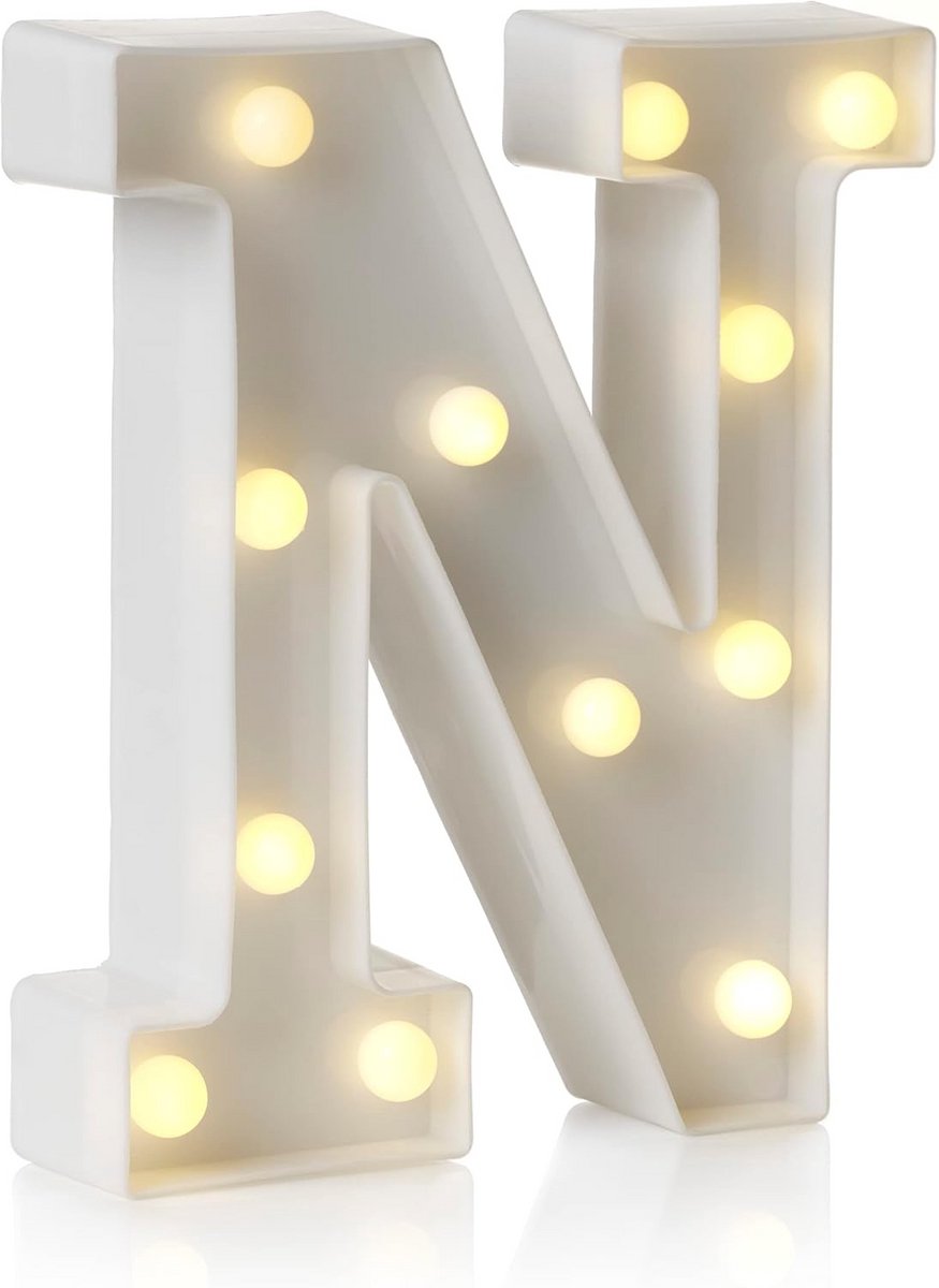 LED Alfabet Letter en Cijfer Wandlamp met 4 Uur Timer - Batterijgevoed Lichtgevend Decorat