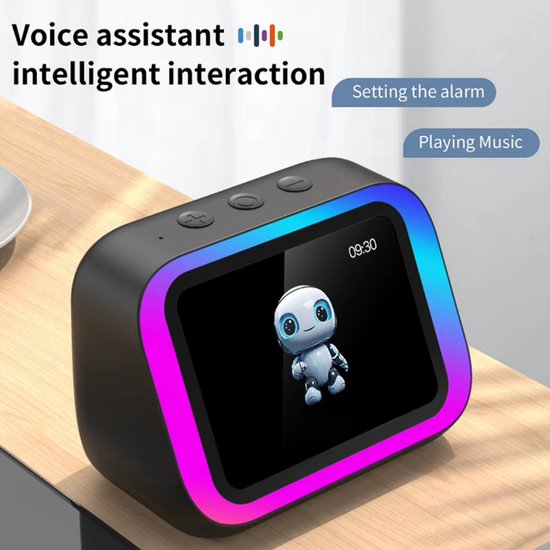 Slimme Bluetooth Speaker Draagbaar met Spraakassistent - Wekker Speaker voor Slaapkamer - Zwart — afbeelding 3