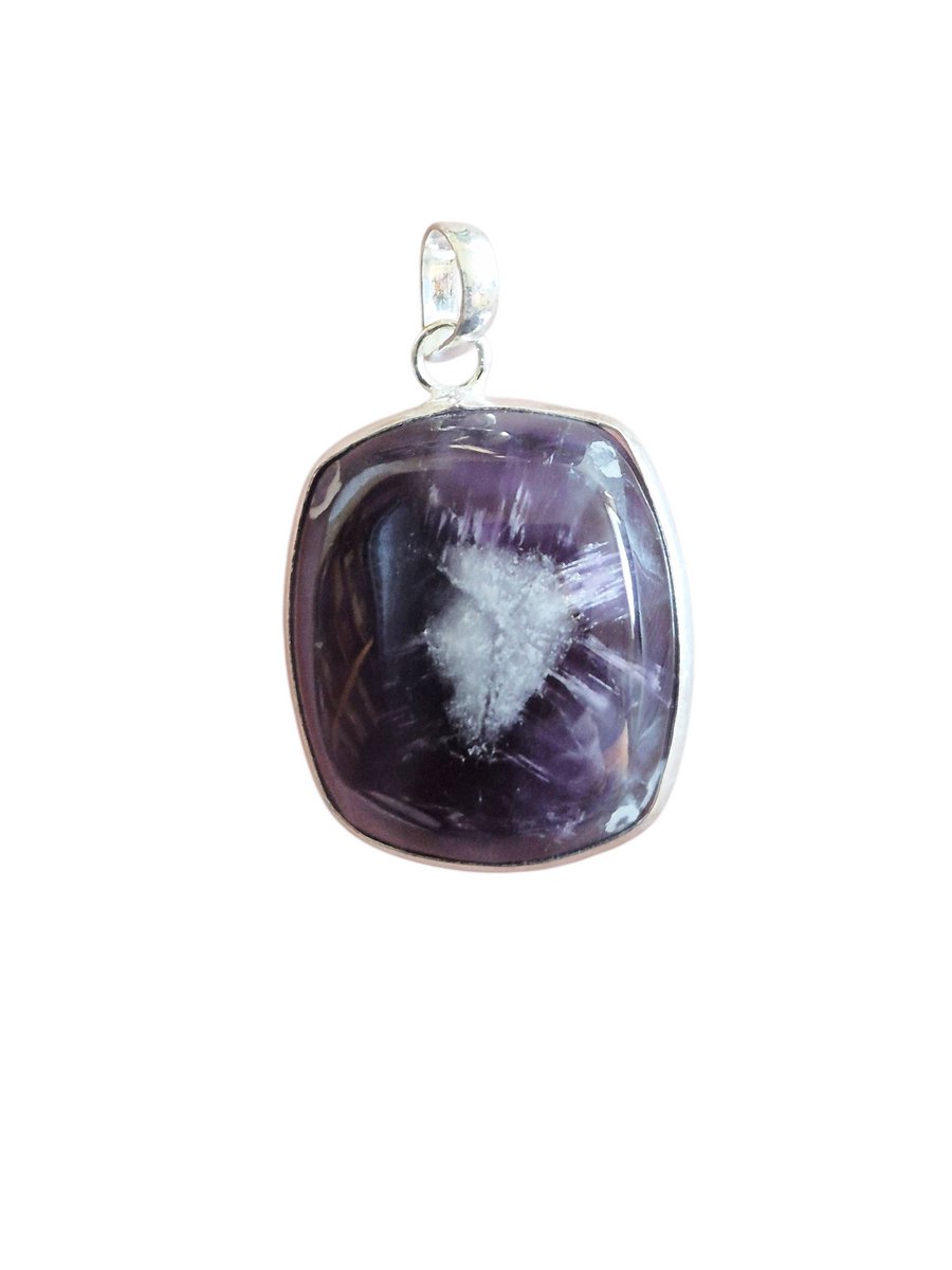 Donker paarse Amethist edelsteen hanger ingezet in 925 Sterling zilver
