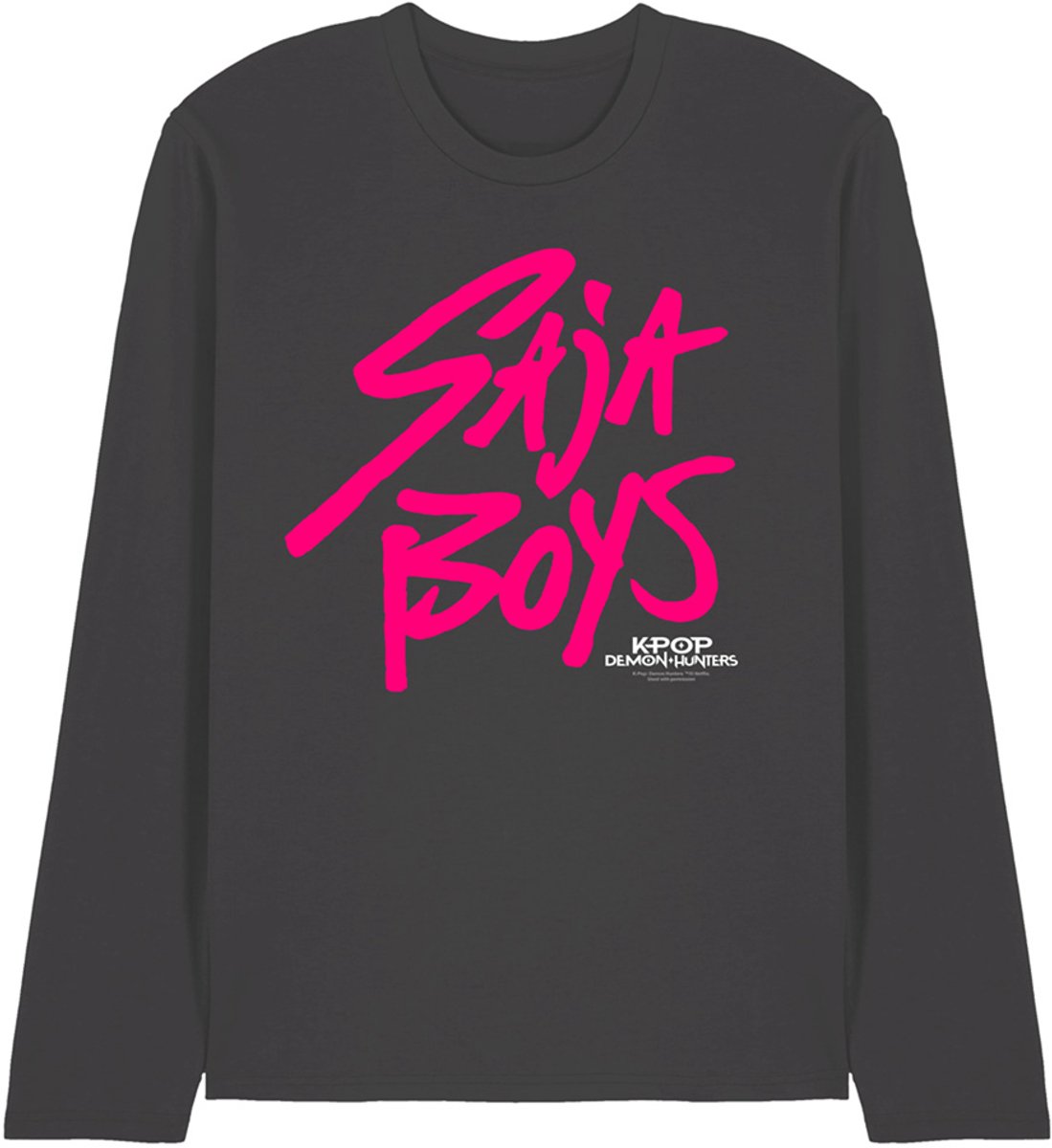 Kpop Demon Hunters Saja Boys Pink Logo Unisex T-shirt met lange mouwen - Antraciet - L