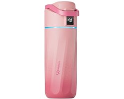 WaterH BOOST Kids - Stalen Drinkfles voor Kinderen met Herinnering om Water te Drinken - Waterfles voor Kinderen - Dubbelwandige & Isolerende stalen drinkfles - Wijde opening & Lekvrij - 475ml - Pink fade