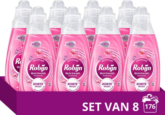 Robijn Quickwash - Vloeibaar Wasmiddel - Sunset Bloom - 8 flessen - 176 Wasbeurten - Voordeelverpakking
