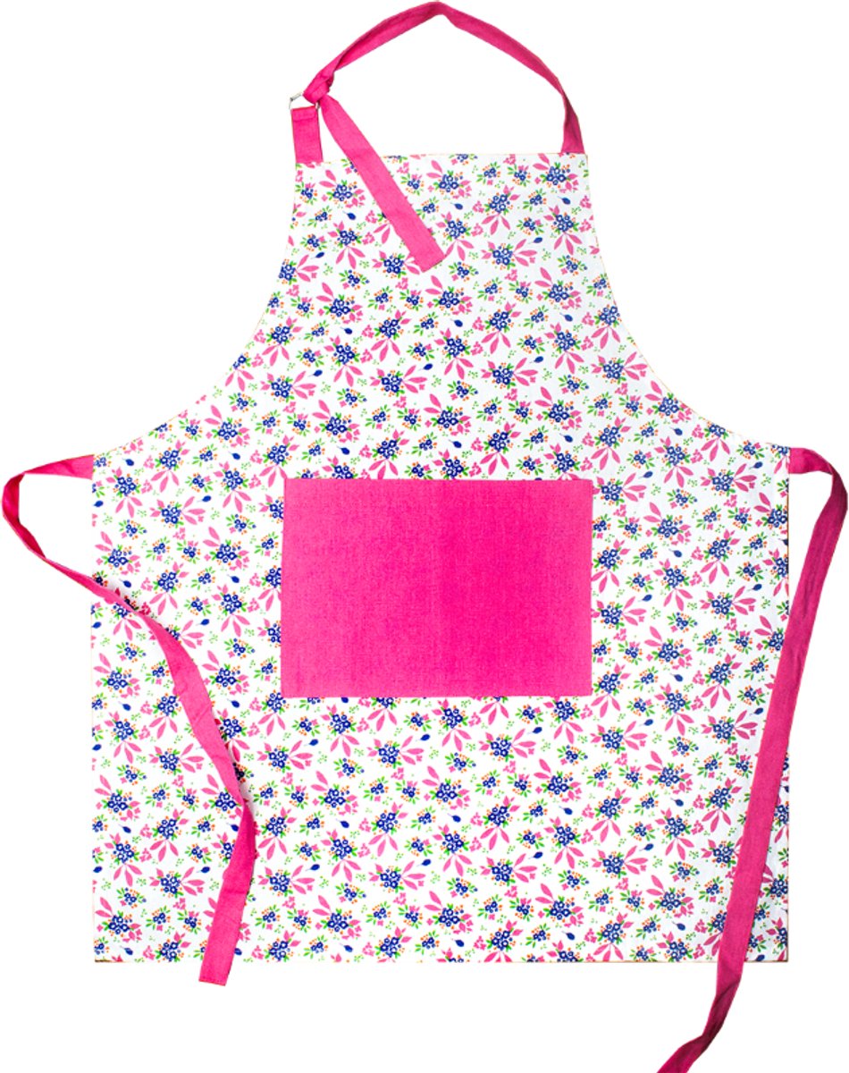 Kitsch Kitchen schort Mercado de Flores blauw