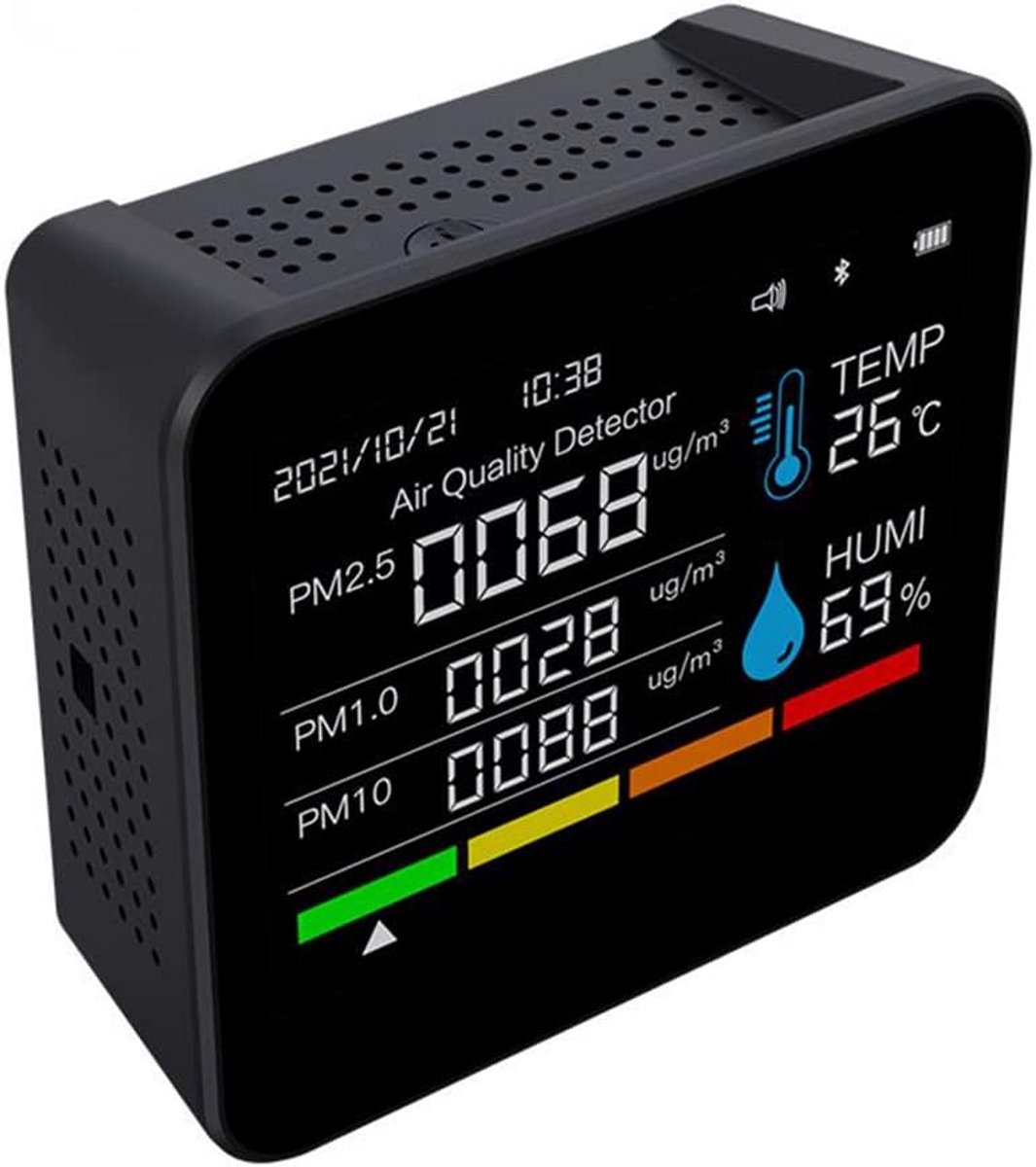 Kooldioxide Monitor 9 in 1 Luchtkwaliteitsensor met Temperatuur en Vochtigheid