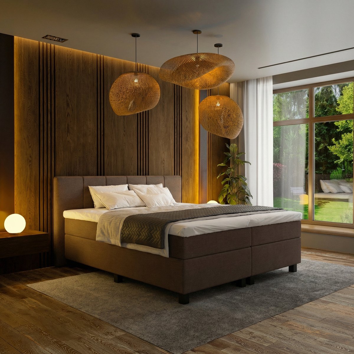 Mörgenn Boxspring Madrid - Pocketvering - Bruin - 120x200 cm - Inclusief Dekbed en Kussens