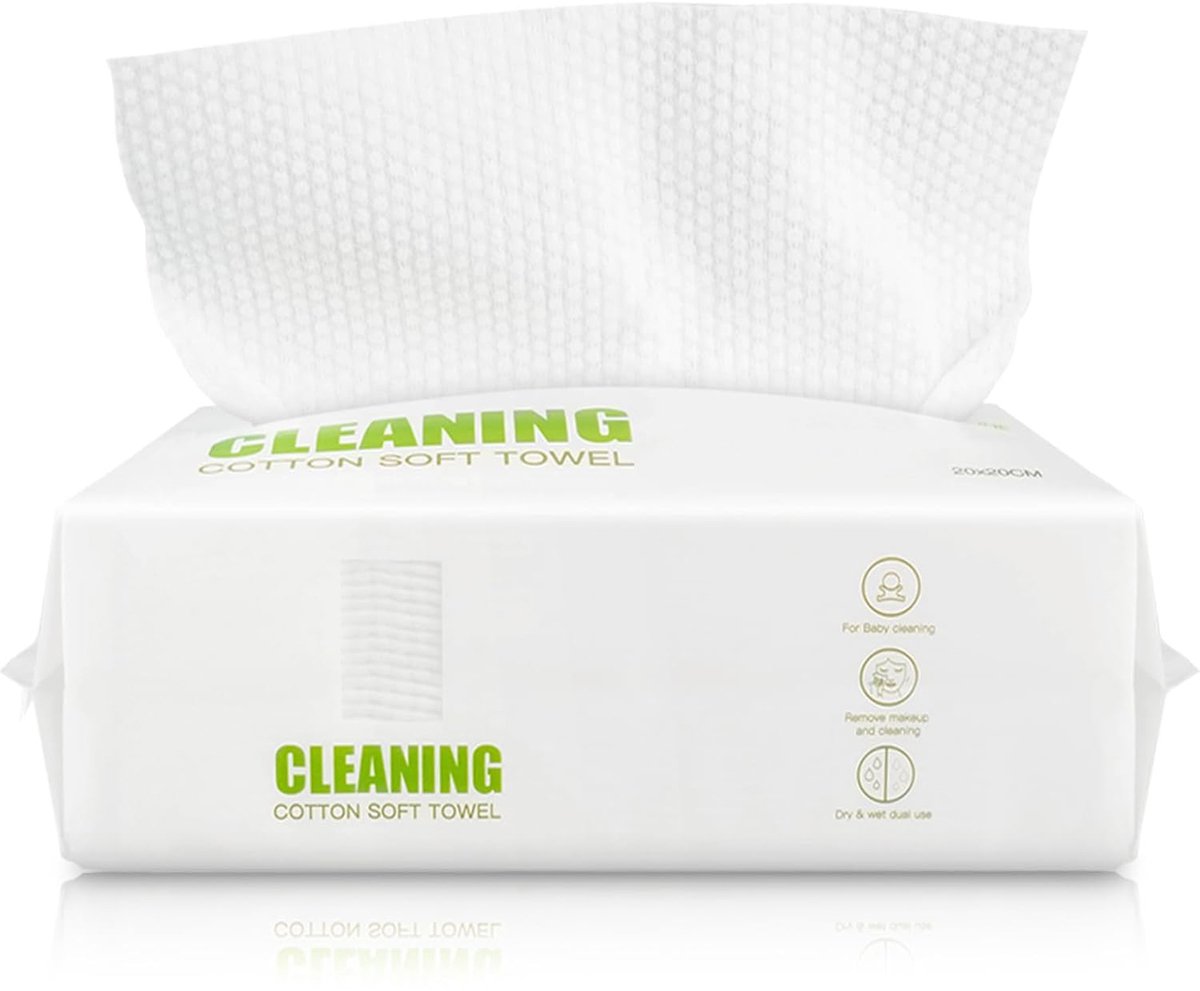 Gloovon® - Wegwerp Washandjes - Gezichtsdoekjes - 80g/m² Extra Dik & Reißfest - 100% Plantaardige Vezels - 60 Stuks