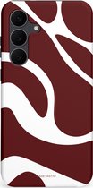 Casetastic hoesje geschikt voor Samsung Galaxy S25 FE - Dubbellaagse bescherming - Bordeaux Swirl - Fashion Case - Bordeaux Wit