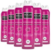Zes roze Vogue Extravagant parfum deodorants met passiebloem en 48H.
