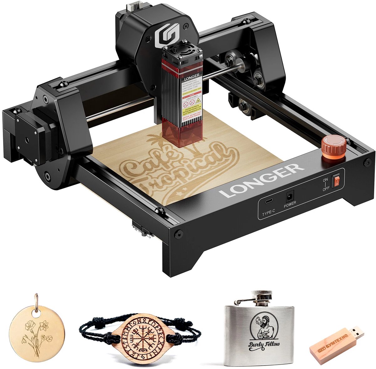 LONGER RAY5 Mini 2.5W Lasergraveermachine – 130×140mm Werkoppervlak – 0,04mm Precisie – Veiligheidsfuncties & Plug & Play – Voor Hout, Acryl, Leer & Metaal