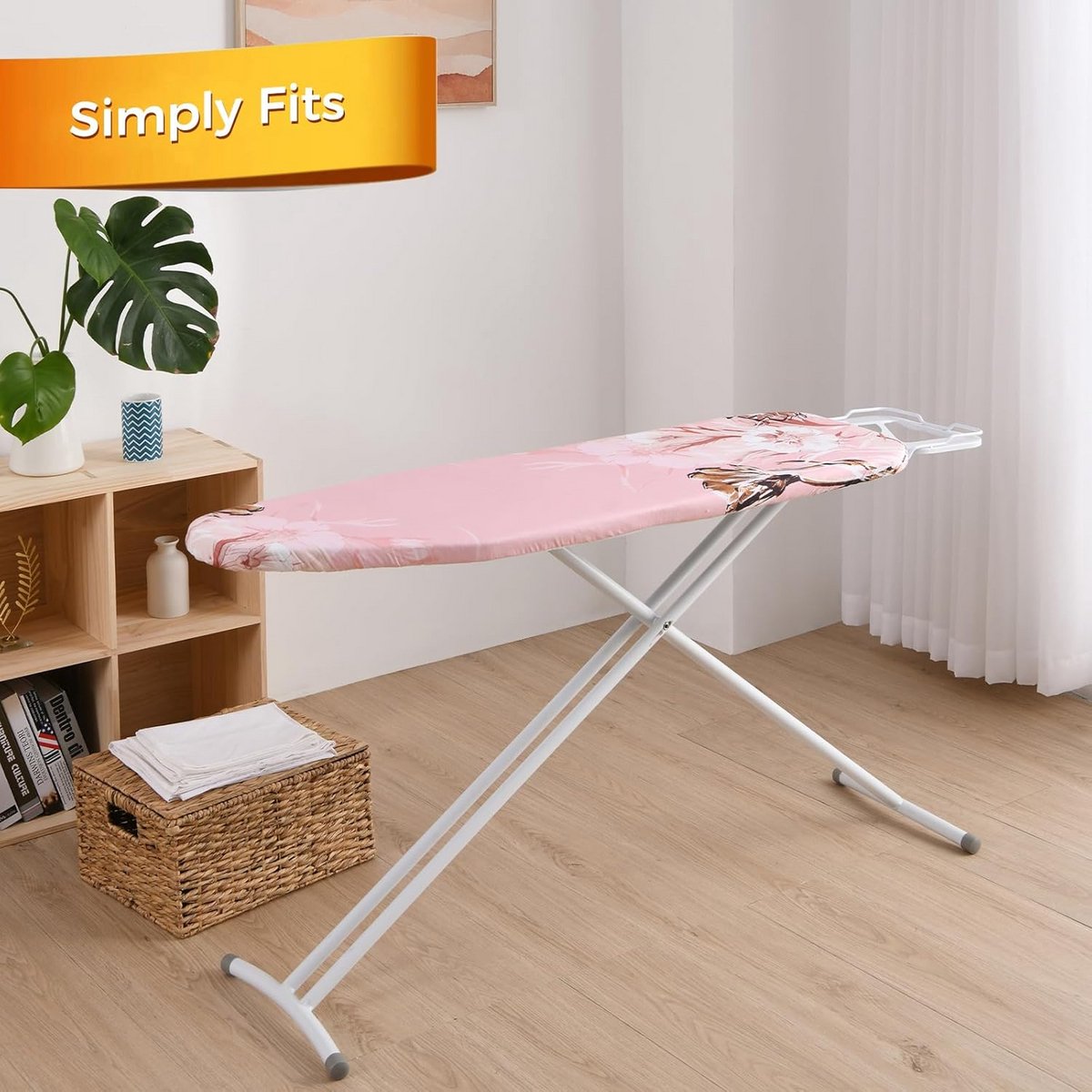 Strijkplankhoes 124 x 38 cm - 100% Katoen, Antislip en Hittebestendig met Verstelbare Maat