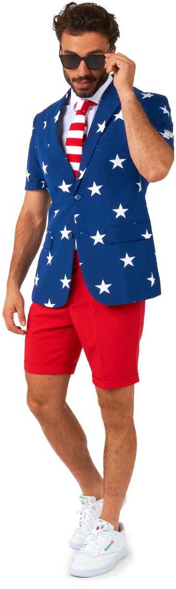 OppoSuits Stars and Stripes - Heren Zomer Pak - Carnavalskleding - Kostuum - Gekleurd - Feest - Maat 56