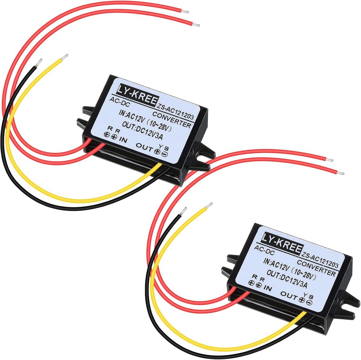 2x AC naar DC 12V Spanningsomvormer IP68 Waterdicht 3A - 10-28V AC Input