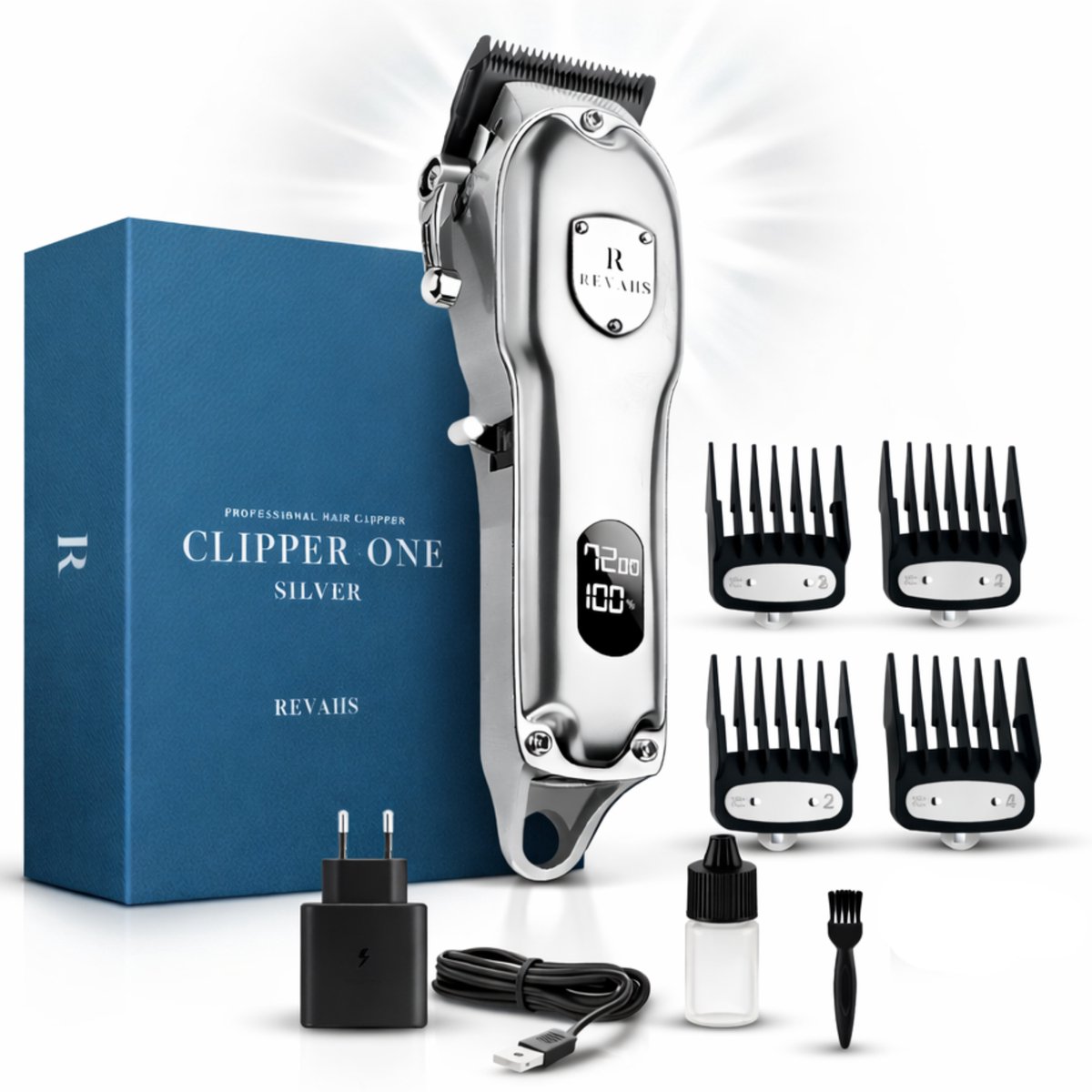 Bol.com Revahs Clipper One-3 - Draadloze Tondeuse voor Mannen - Baard- en Haartrimmer – Hair Clipper Hoofdhaar - 7200 RPM - Zelf... aanbieding