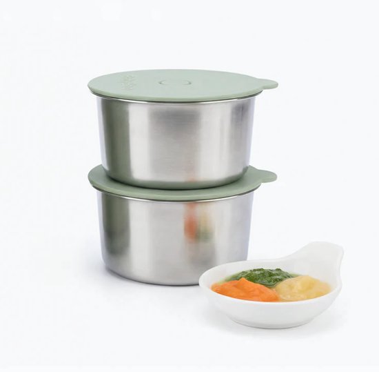 Faitron BabyBoo Inner Dish Set - Accessoires voor BabyBoo Food Warmer - Verwisselbare Binnenbakjes - BPA-vrij Materiaal - Set van Kommen - Groen