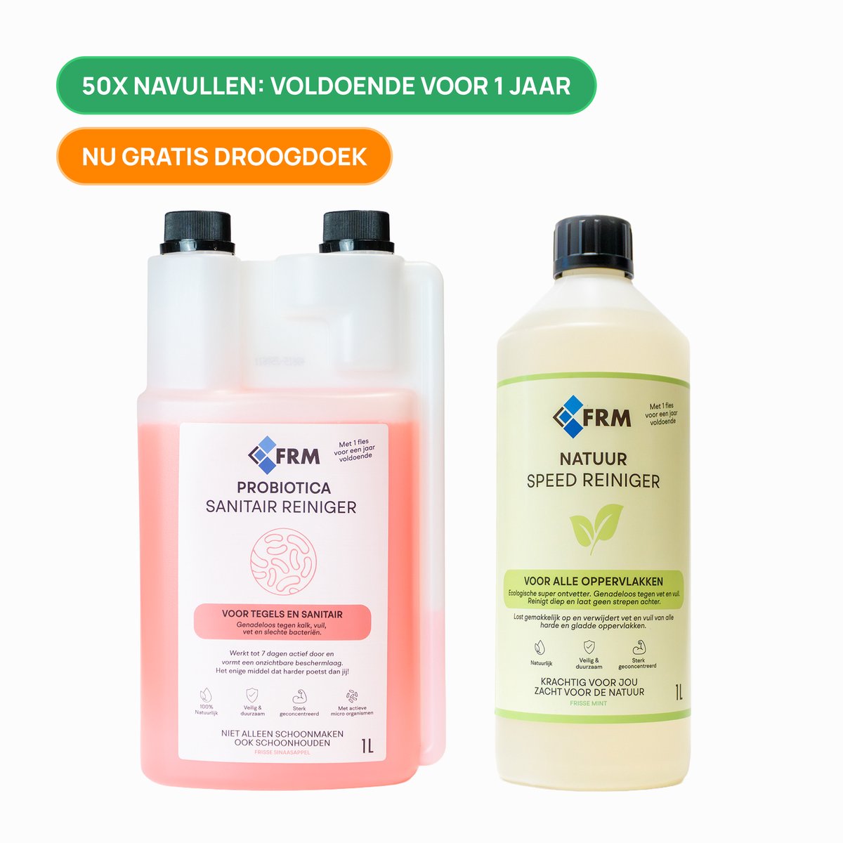 FRM Probiotica Sanitair + Speed Reiniger - Complete badkamer reiniging | Ontvet, reinigt, en houdt tegels en sanitair langer schoon
