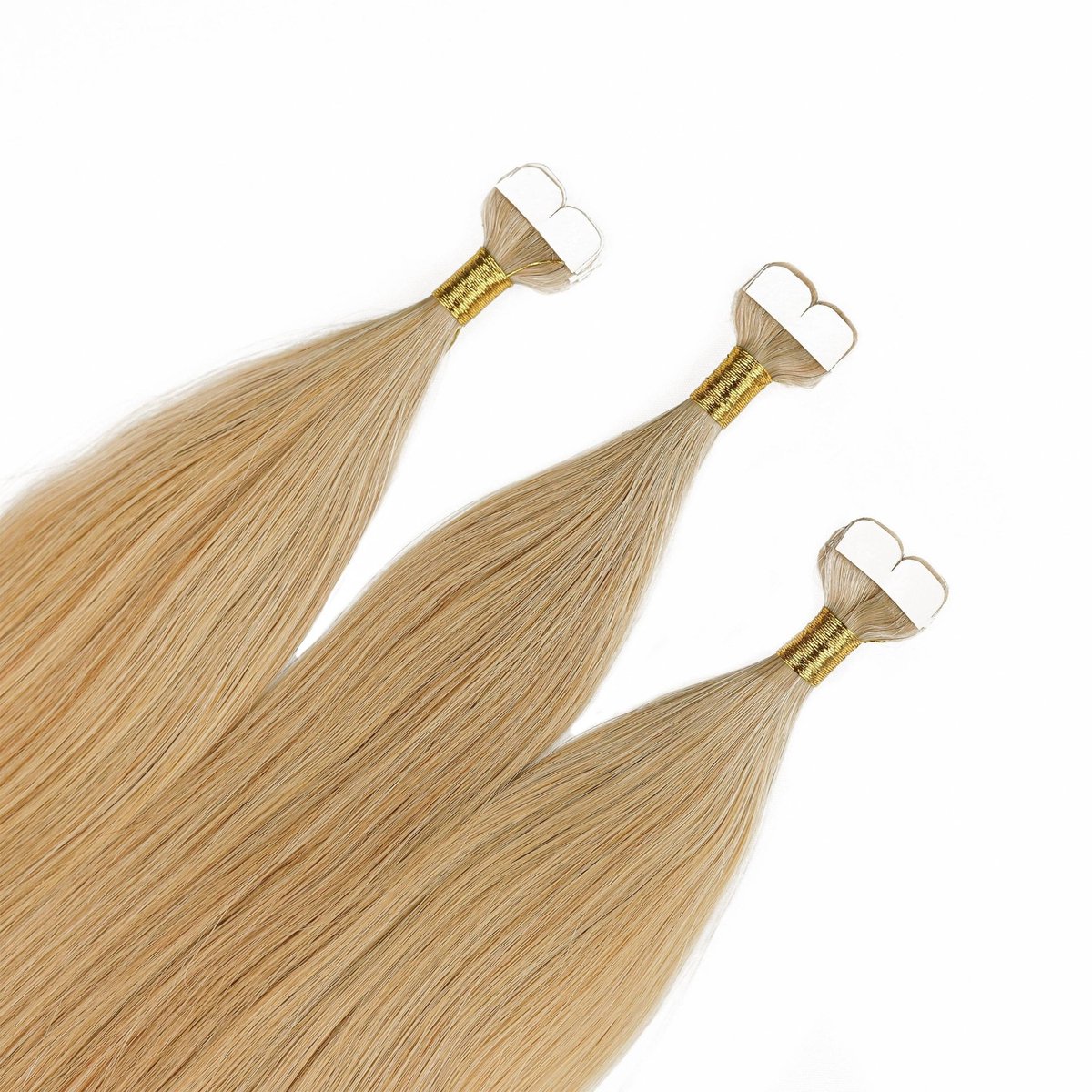 hair2heart Premium Mini Tape Extensions Echt haar - 12 tapes 60 cm Lichtblond Goud As