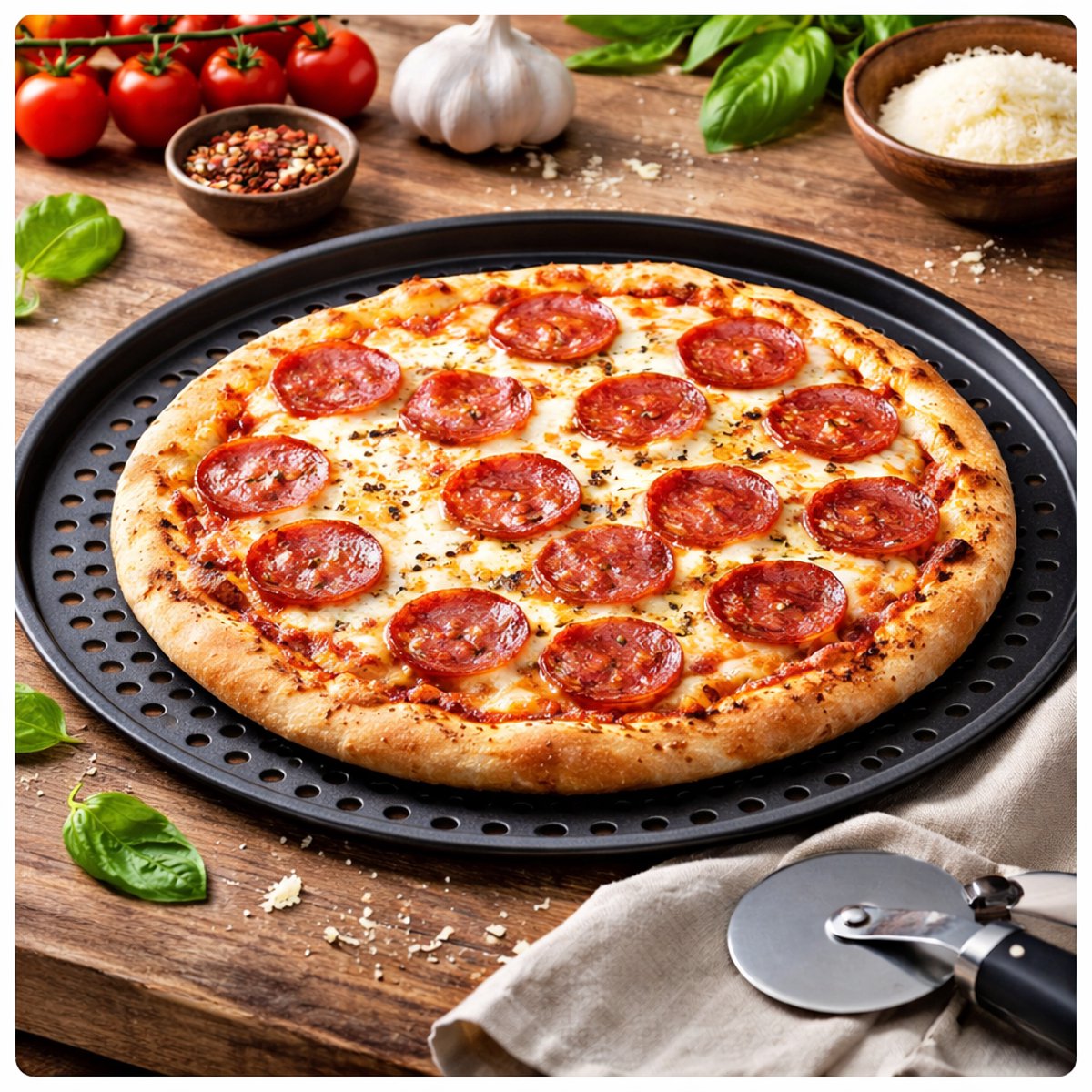Alpina Pizzaplaat Ø34 cm – Pizzaplaat Voor Oven met Gaatjes – Hittebestendig tot 230°C – Antiaanbaklaag – Plaat Voor Pizza – Vaatwasserbestendig – foto 3