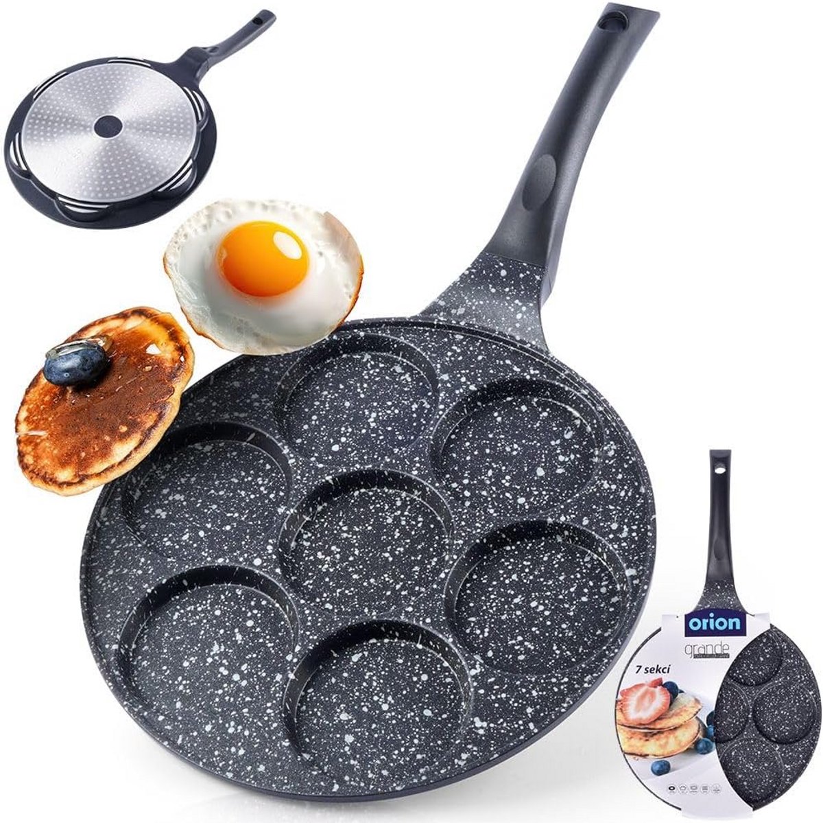 Oogpan 27 cm - Spiegelei-pan voor 7 Eieren - Pannenkoekenpan voor Gas en Inductie met Anti-aanbaklaag