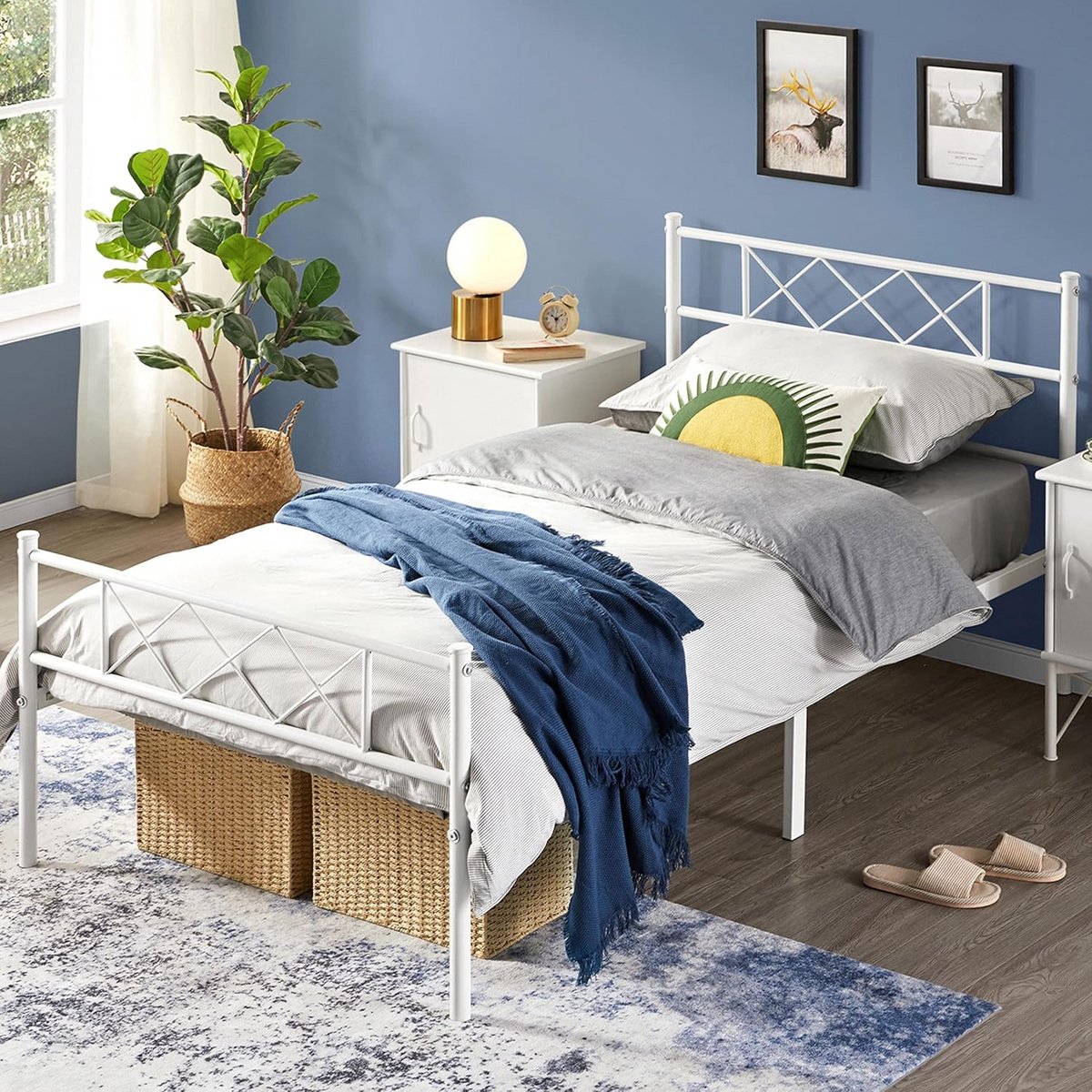 Modern metalen bedframe 90x200 cm - Minimalistisch design met hoofdeinde